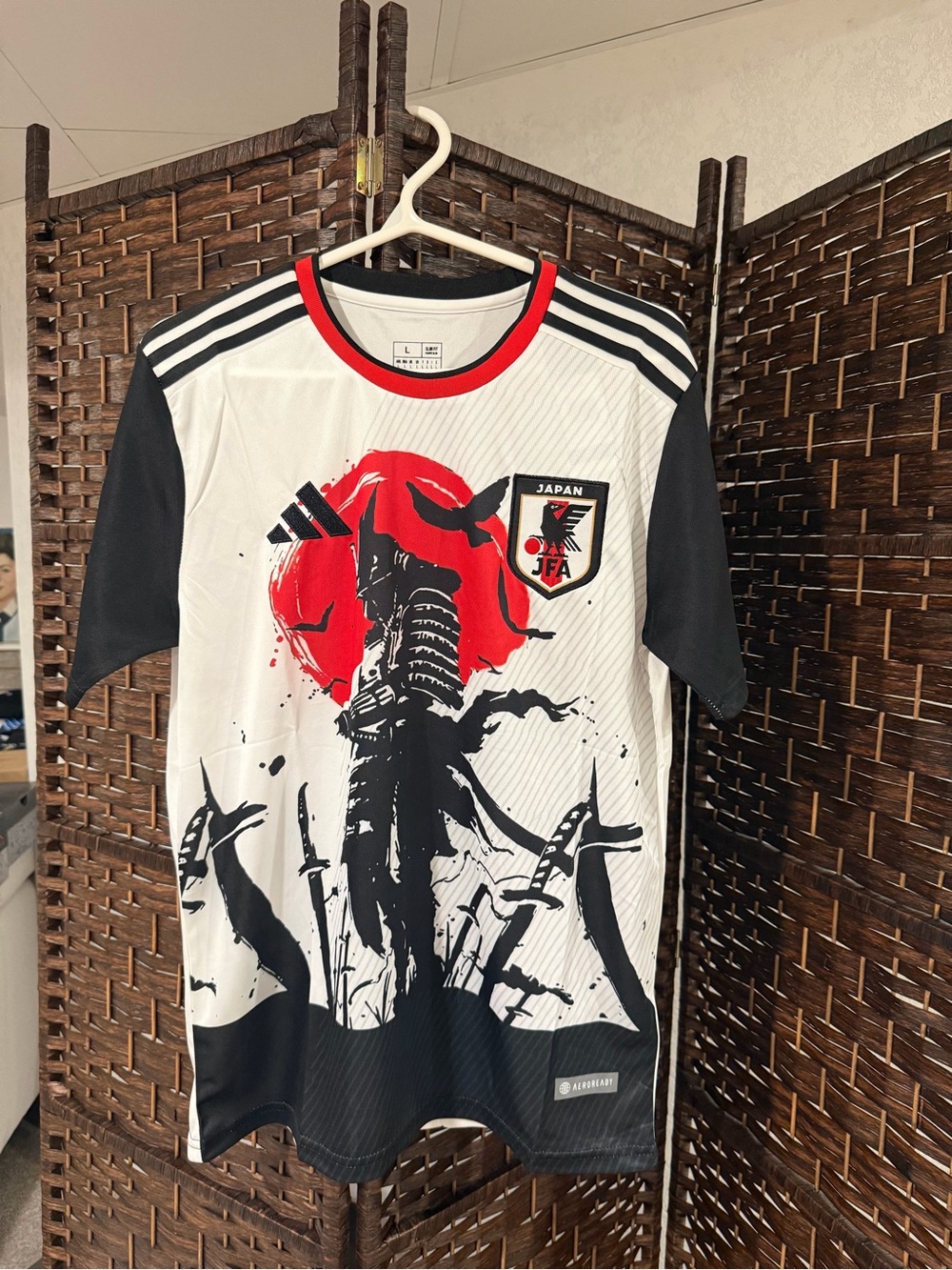 Japan Samurai Soccer Jersey - White/Black/Red